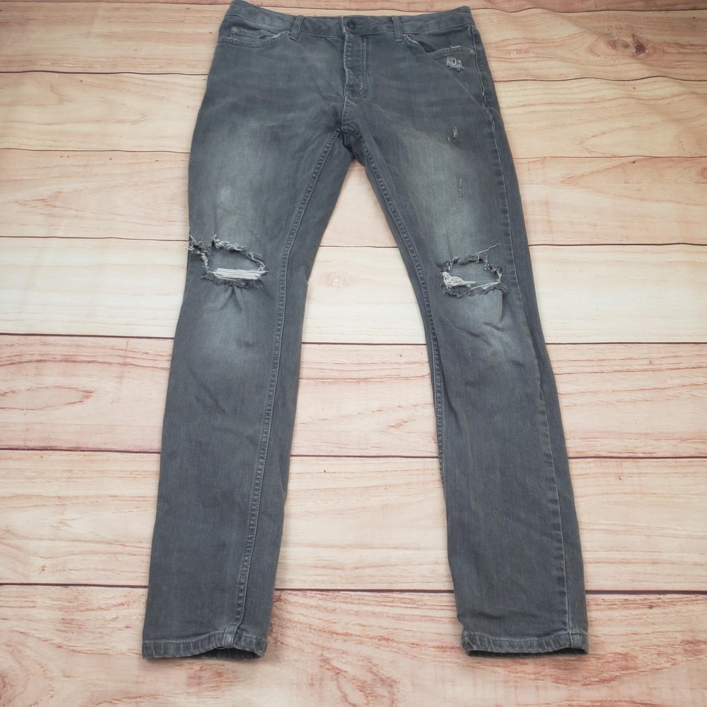 Topman Gray Slim Straight Jeans